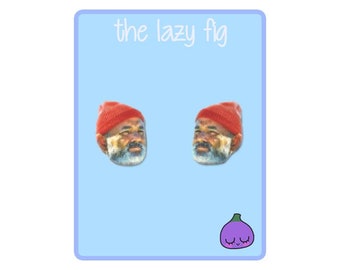 Steve Zissou - A Vida Marinha com Steve Zissou - brincos de titânio com pino ou pendentes