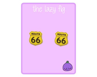 Route 66 - Road Sign - your choice of stud or dangle titanium earrings