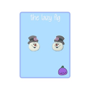 Frosty The Snowman - Boucles d&#39;oreilles de Noël - Puces d&#39;oreilles ou pendantes en titane