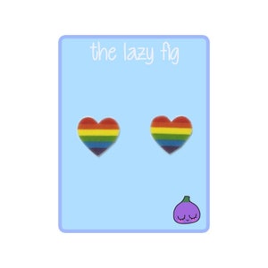 Rainbow Hearts - your choice of stud or dangle titanium earrings