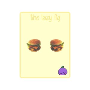 Hamburger - votre choix de boucles d’oreilles en titane à clous ou pendantes