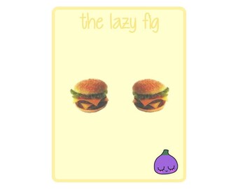 Hamburger - your choice of stud or dangle titanium earrings