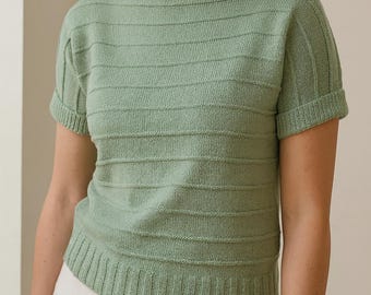 Knitting Pattern PDF: Women’s Short Sleeve Summer Top - Beginner Easy Blouse (Digital Download)