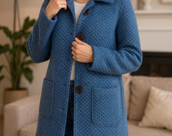 Modello per cappotto all'uncinetto: cardigan lungo testurizzato con colletto o cappuccio (tutorial PDF)