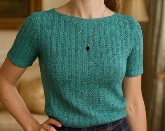Butterfly Knit Tee Pattern: Beginner-Friendly Seamless Top-Down (PDF Pattern)
