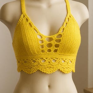 Crochet Top Pattern PDF | Triangle Cup Summer Top | Sizes XS-L with Step-by-Step Tutorial | Instant Download | DIY Crochet Clothing Bikini