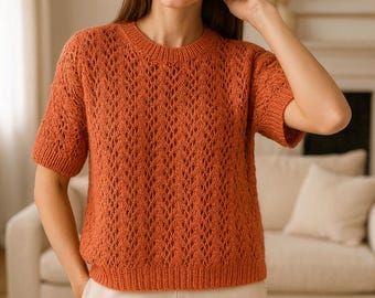 Picot Lace Knit Cardigan Pattern: Women's Openwork Summer Top (PDF