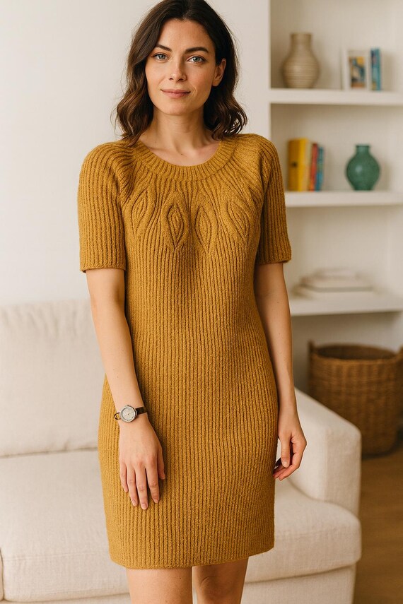 rib knit dress pattern Ribbed Knit-look Dress Pattern • Textured Short Sleeve PDF