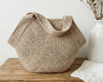 Patrón de bolso hobo de crochet en PDF / Bolso moderno con textura y asa incorporada / Bolso de hombro minimalista