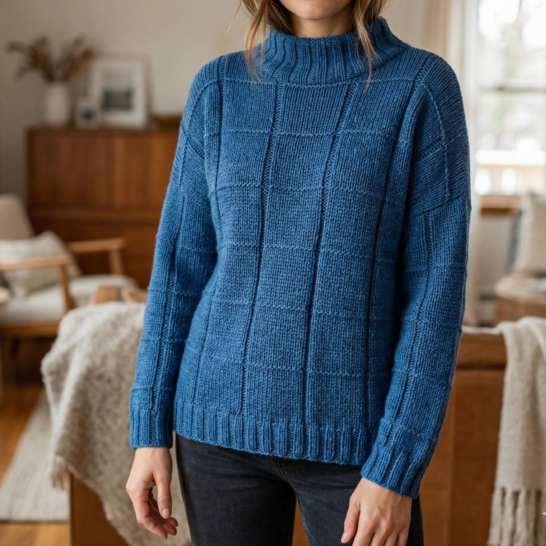 Cube Grid Sweater Knitting Pattern | Mock Neck Pullover (PDF Pattern ...