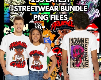 255 Urban Streetwear T-Shirt Designs | PNG Graphics Bundle