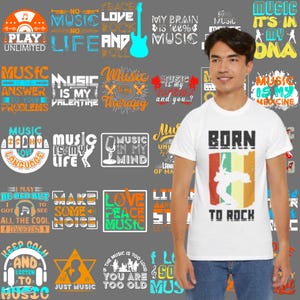 91 music t-shirt design fonts bundle | AI, EPS, JPG, psd,svg,png | unique typography for musicians and music lovers