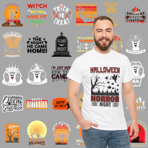 44 halloween t-shirt design bundle | AI, EPS, JPG, psd,svg,png| spooky typography and graphics for halloween enthusiasts