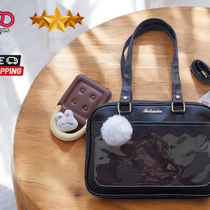 Sac à bandoulière kawaii | Fourre-tout en cuir pour femmes | Sac à main avec fenêtre à épingles | Sac à bandoulière BCBG transparent | Joli accessoire de tous les jours