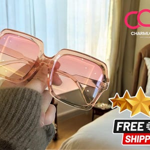 Vintage Oversized Luxury Sunglasses | Big Frame Sun Glasses | Unisex Fashion Eyewear Outdoor | Eye Protection Gradient Lenses