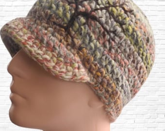 Embroidered Tree of Life Wool Brimmed Beanie