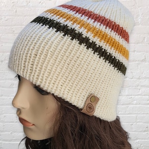 Winter Beanie, Striped Knit Hat, Women&#39;s Winter Beanie, Mens Hat, Gift for Woman, Girls Hat, Gift for Him, Gift for Her - MADE TO ORDER