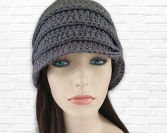 Vintage Inspired Cloche Hat with Glass Beading, Charcoal Gray Hat, Womens Hat, Cotton Hat, Flapper Hat, Turban Hat, Grey Hat, MADE TO ORDER