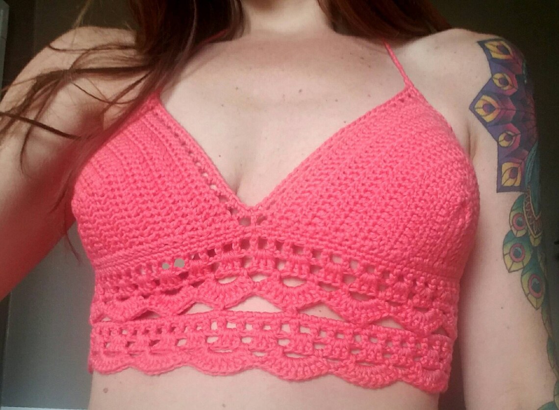 Crochet Bikini Crop Top Summer Fashion Cotton Bralette Etsy