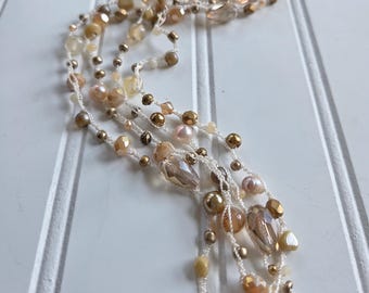 Czech Glass Bead Crochet Necklace: Long Boho Wrap Bracelet