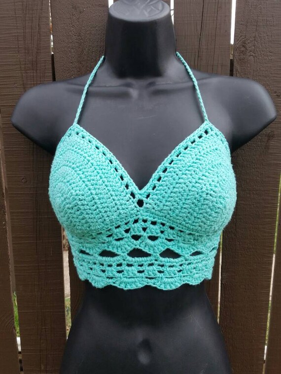 Crochet Bikini Crop Top Summer Fashion Cotton Bralette Etsy