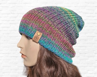 Winter Beanie, Striped Knit Hat, Women's Winter Beanie, Mens Hat, Gift for Woman, Girls Hat, Gift for Him, Gift for Her - READY TO SHIP