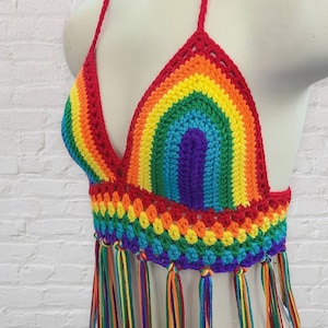 Rainbow Crochet Halter Top Festival Top Modern Top Hippie Cotton