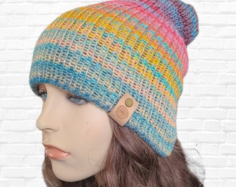 Winter Beanie, Striped Knit Hat, Women's Winter Beanie, Mens Hat, Gift for Woman, Girls Hat, Gift for Him, Gift for Her - MADE TO ORDER