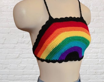 Crochet Rainbow Halter Top: Custom Pride Bralette