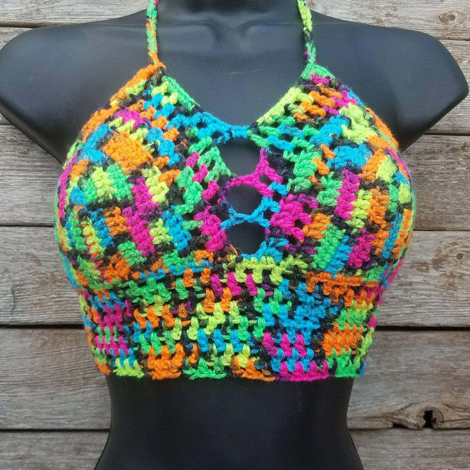Crochet Halter Top Crochet Bikini Top Neon Crochet Crop Top | Etsy