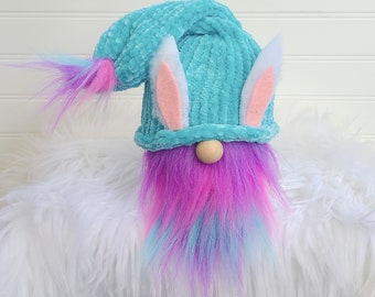 Easter Bunny Gnome, Spring Gnome, Small Knit Plush, Blue, Pink, Purple, Easter Decoration, Spring Decor, Cute Gift, Easter Basket Gifts