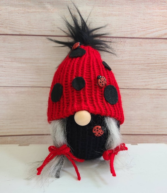Gehäkelter Marienkäfer-Zwerg – Positive Mini-Puppe Aus Wolle, 8x15,5 Cm, Für Deko & Emotionale Unterstützung