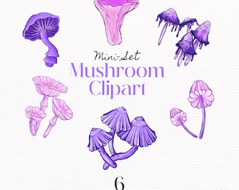 Digital Mystical Mushroom Clipart PNG | Purple Fungus Art, Fairycore Woodland Magic Graphics