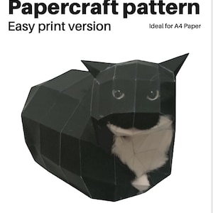 Versione di stampa A4 facile - Maxwell il gatto - Modello di carta 3D, origami / Scultura di gatto meme fai da te / Download immediato