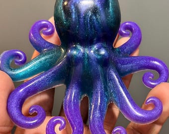 Resin octopus figurine with river  stone inclusions or without. Message me for custom octopus.