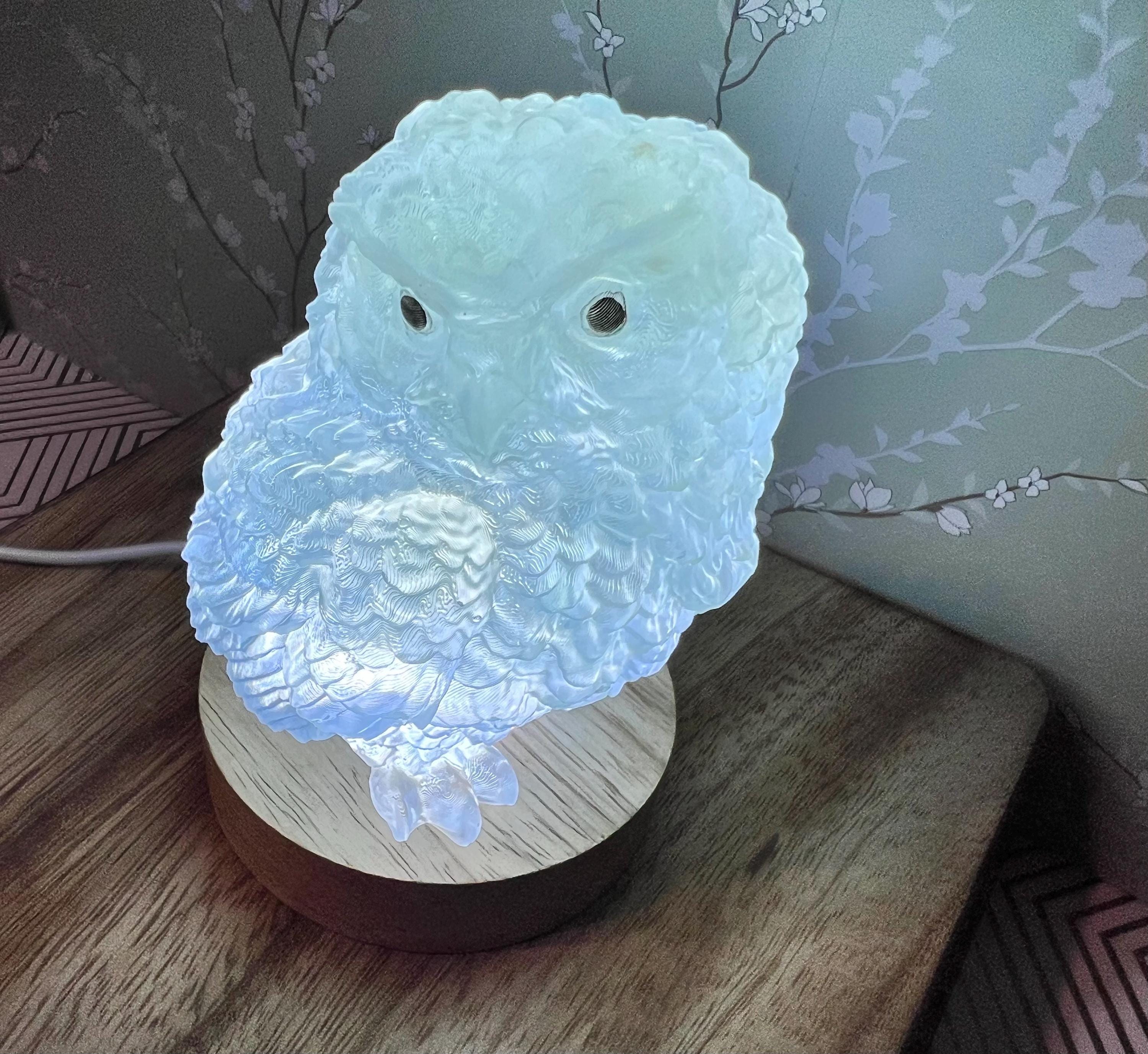 Resin owl shaped night light choose from solid or color changing. Great gift for owl lover, child or friend. can be made in custom colors.