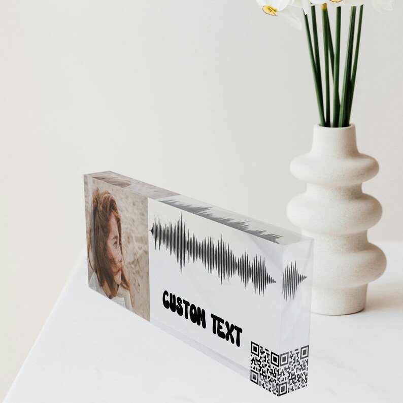 OOCLAS Custom Sound Wave Print, Colorful Design 3D Look Soundwave Gift, Personalized Soundwave Art, Gift for Her, Acrylic Sound Wave Glass Block Size (8 X 2.50 X 1.25 Inches
