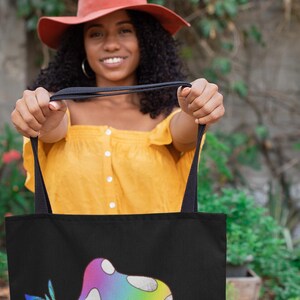 Rainbow Mushroom Tote Bag: Psychedelic Trippy Fashion Accessory