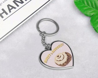 Cinnamon Bun Ball Python-sleutelhanger: Kawaii Heart Reptile-sleutelhanger