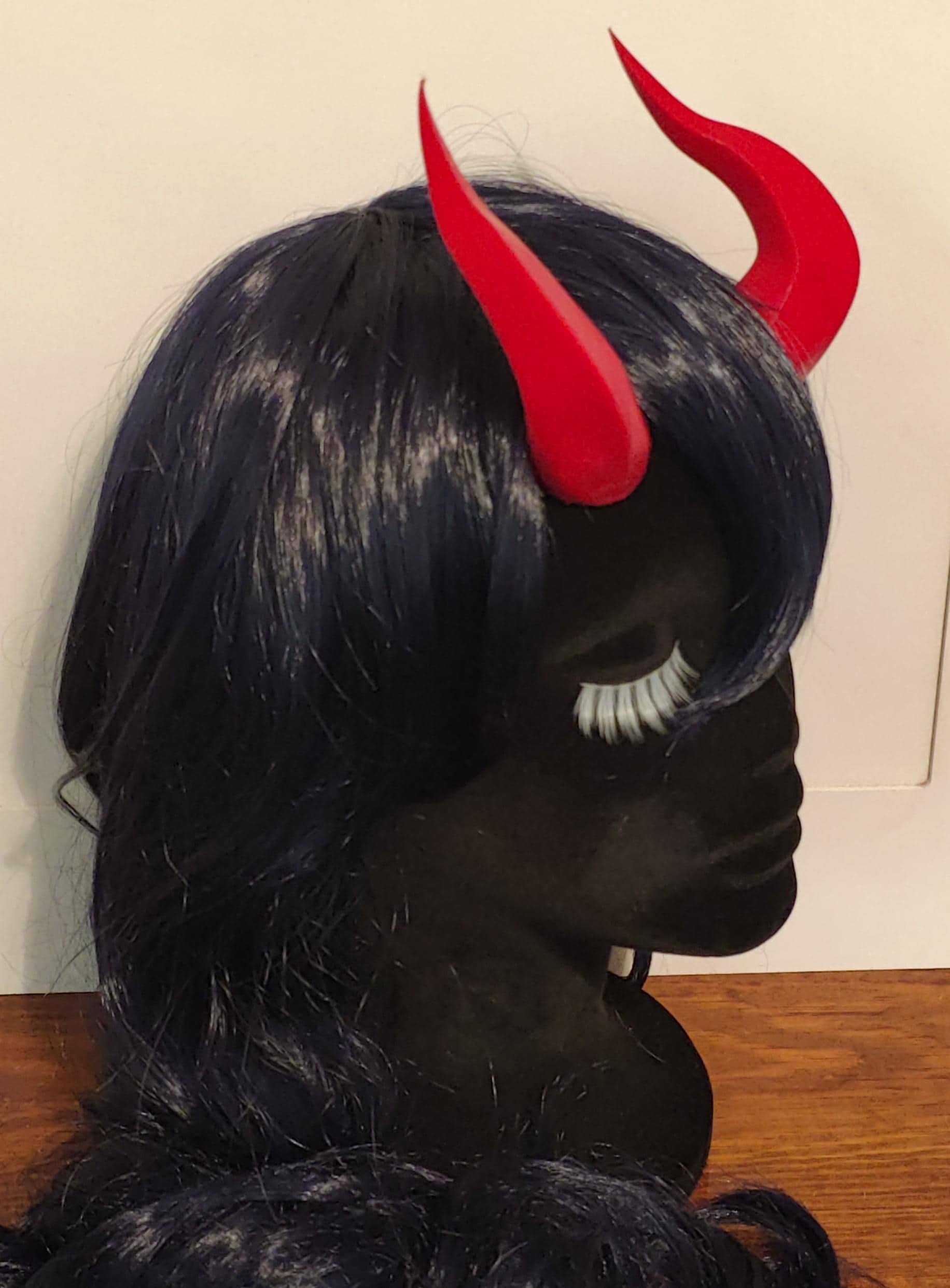 Red Forehead Mounted Oni Horns With Elastic Stretch Band, Handmade 3d ...
