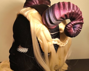 Abyssal Red Gradient Rams Horns Headband (Horns Only), 3d Printed Fantasy Headpiece, Dark Alt Girl Festival Tiara, Gothic Animal Horn Crown