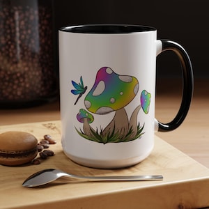 Rainbow Mushroom Coffee Mug: Psychedelic Kitchen Decor