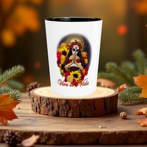 Día de los Muertos Shot Glass, Day of the Dead Tequila Glass, Mexican Holiday Drinking Cup, Sugar Skull Party Favor, Halloween Decor