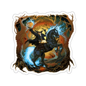 Headless Horseman Halloween Kiss-Cut Stickers
