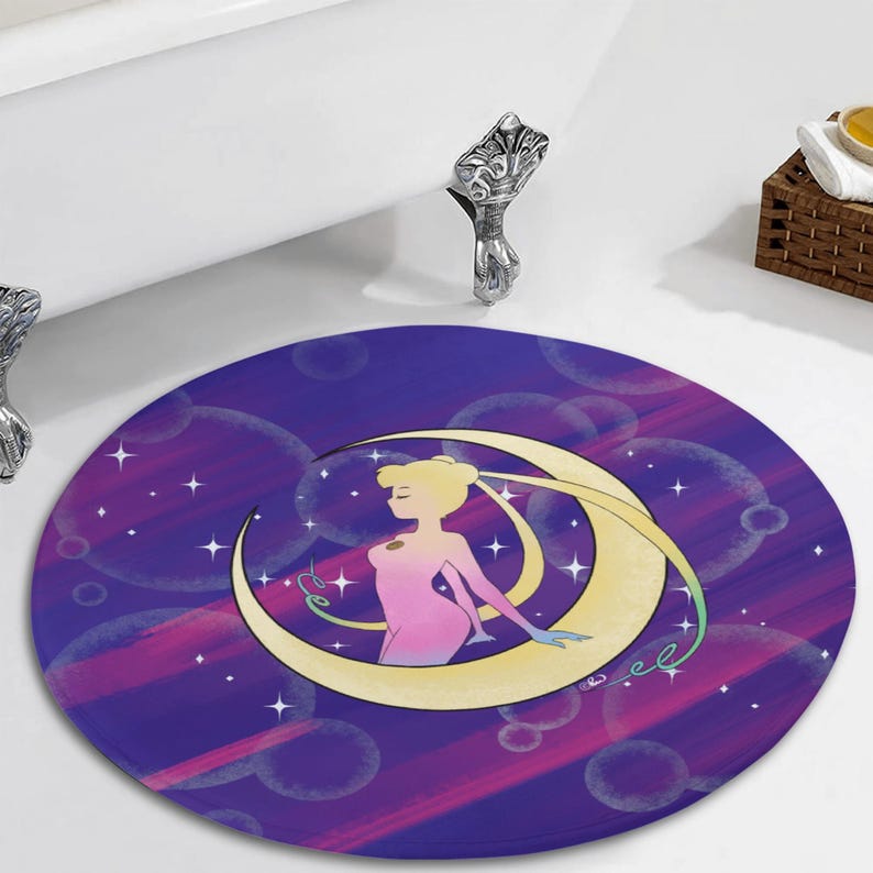 Usagi Rug Sailor Moon Usagi Round Flannel Door Mat 2 Sizes for Bedroom, Foyer or ...