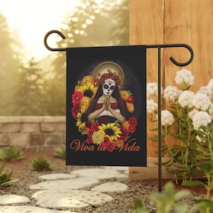 Bandiera del giardino del giorno dei morti, stendardo della casa Día de los Muertos, decorazione floreale per suora, insegna all'aperto della celebrazione messicana, festa del Dia de los Muertos