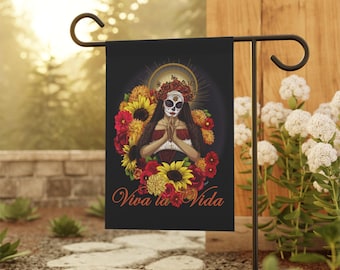 Day of the Dead Garden Flag - Día de los Muertos House Banner for Outdoor Celebrations