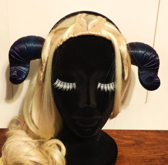 Blue Purple Shimmer Swirl Horns Headband, Handmade 3d  display picture 3