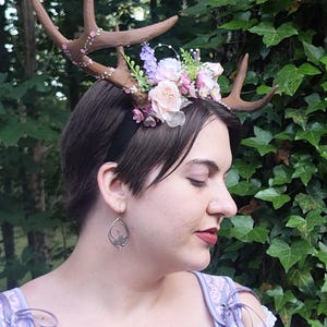 Deer Antler Spring Bird Flower Crown, Renaissance Cosplay Costume Headpiece 3d Printed Animal Horns image 2