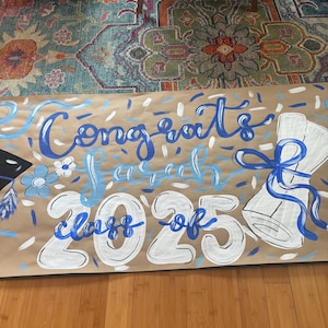 Graduierung Banner, Grad Party Dekor, Graduierung Party, Grad Party, Klasse von 2025, Graduierung Dekor, Handwerk Papier Banner, individuell handbemalt,